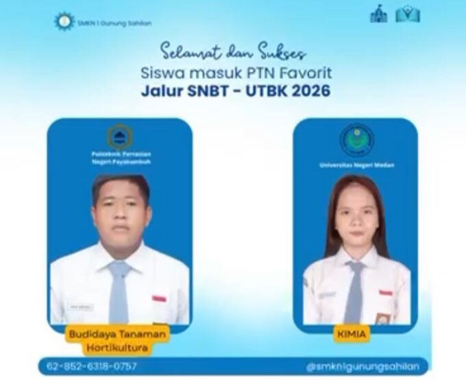 Dua Siswa SMKN 1 Gunung Sahilan Lulus SNBT 2026, Harumkan Nama Sekolah